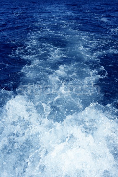 Boat wake foam water propeller blue wash Stock photo © lunamarina
