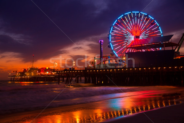 Santa Monica California sunset on Pier Ferrys wheel Stock photo © lunamarina
