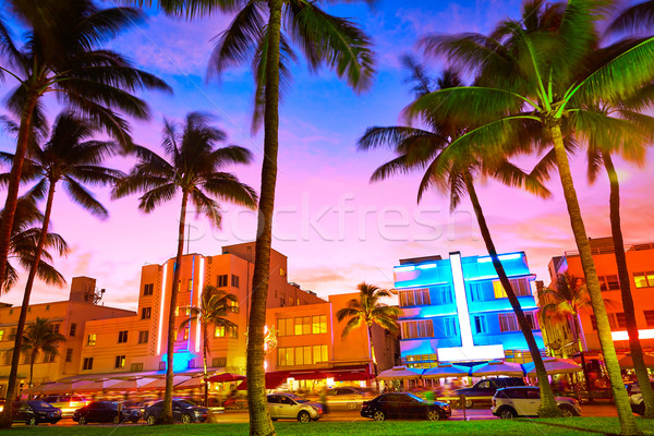 Miami sul praia pôr do sol oceano conduzir Foto stock © lunamarina
