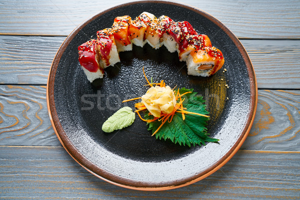 Rice Maki Sushi with salmon and tuna Stock photo © lunamarina