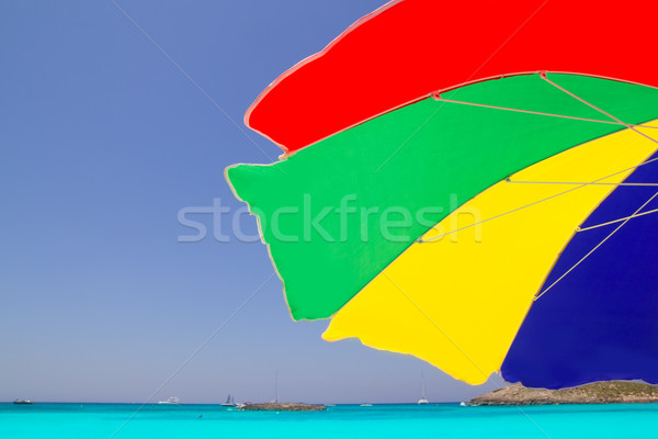 Colorful sunroof in Formentera tropical beach Stock photo © lunamarina