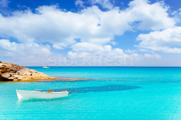 Es Calo de San Agusti with boat in Formentera Stock photo © lunamarina