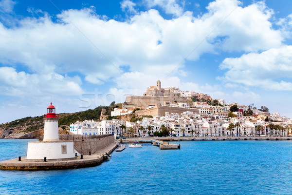 Eivissa ibiza town from red lighthouse red beacon Stock photo © lunamarina
