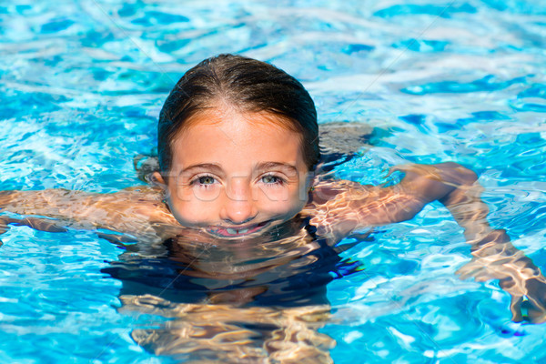 Stockfoto: Kid · meisje · zwembad · gezicht · wateroppervlak