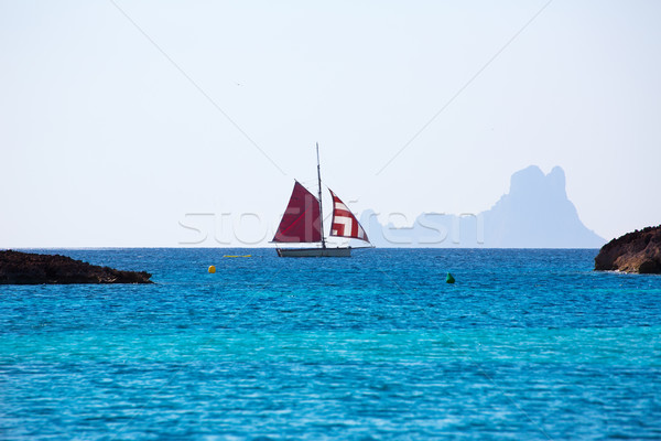 Formentera from Illetes view es Vedra Ibiza and sailboat Stock photo © lunamarina