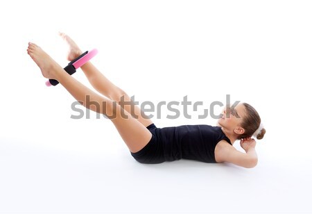 Fitnessz pilates jóga gyűrű gyerek lány Stock fotó © lunamarina