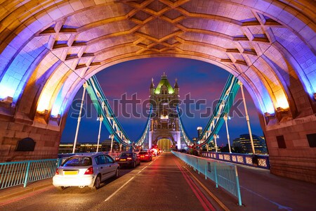 ロンドン タワーブリッジ 日没 テムズ川 川 イングランド ストックフォト © lunamarina