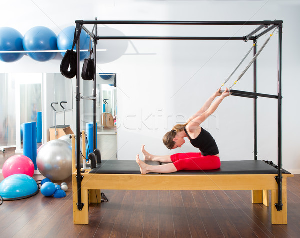 Stockfoto: Aerobics · pilates · instructeur · vrouw · fitness · oefening