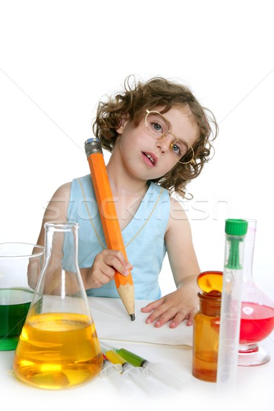 Foto stock: Belo · química · little · girl · jogar · lab · laboratório