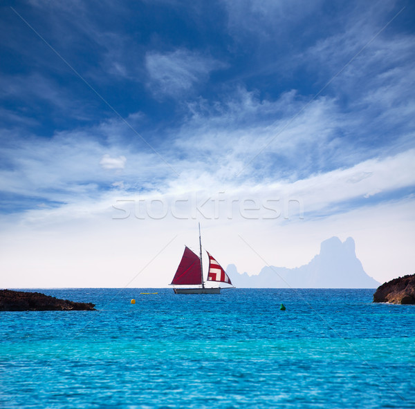 Formentera from Illetes view es Vedra Ibiza and sailboat Stock photo © lunamarina