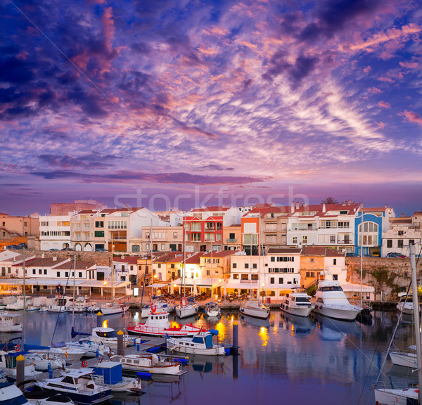 Stock photo: Ciutadella Menorca marina Port sunset with boats