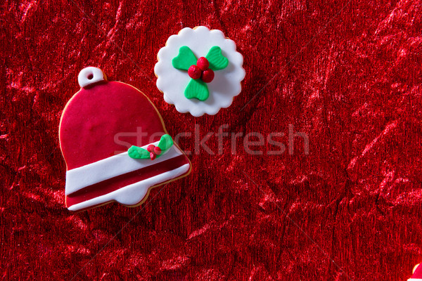 Christmas cookies Xmas bell on red background Stock photo © lunamarina