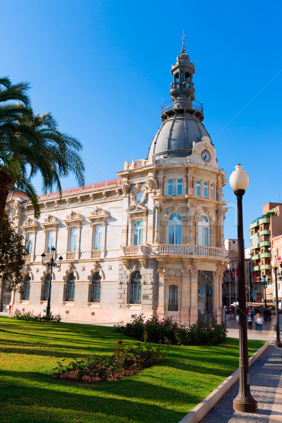 Hal Spanje stad hemel gebouw klok Stockfoto © lunamarina