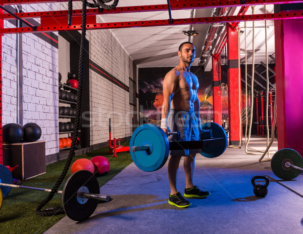 Hex Dead Lift Shrug Bar Deadlifts man at gym Stock photo © lunamarina