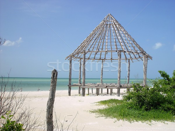 hut palapa construction wood structure Holbox Stock photo © lunamarina