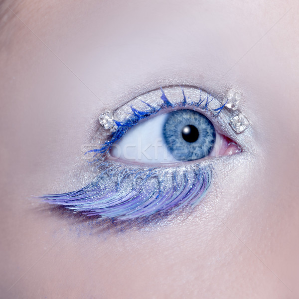 Bleu oeil macro hiver maquillage Photo stock © lunamarina