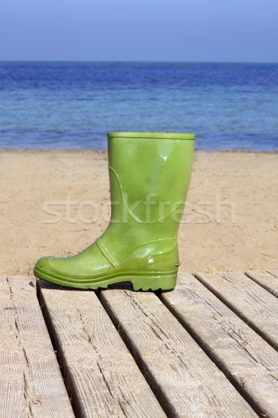 Verde boot spiaggia sfortunato pescatore metafora Foto d'archivio © lunamarina