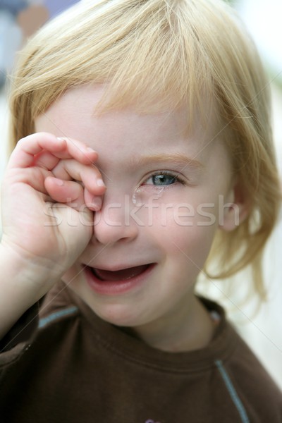 Adorable blond little girl crying portrait Stock photo © lunamarina