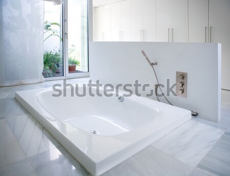 現代 白宮 浴室 天窗 大理石 商業照片 © lunamarina