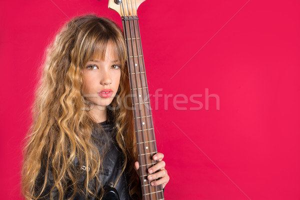 [[stock_photo]]: Blond · Rock · rouler · fille · basse · guitare