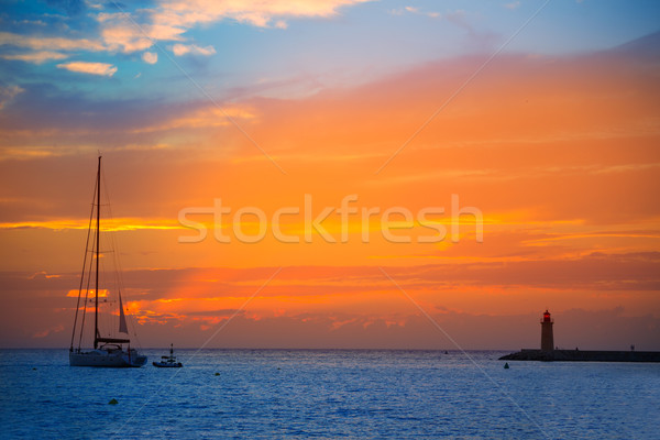 Mallorca puerto puesta de sol España edificio Foto stock © lunamarina