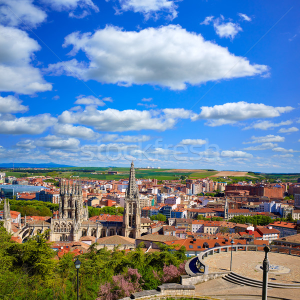Burgos aerial view skyline with Cathedral in Spain Stock photo © lunamarina