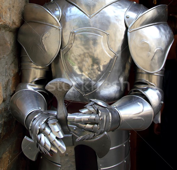 Medieval guerreiro soldado metal desgaste parede Foto stock © lunamarina