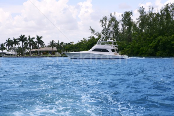 Blue waterway in Florida with fishing boat Stock photo © lunamarina