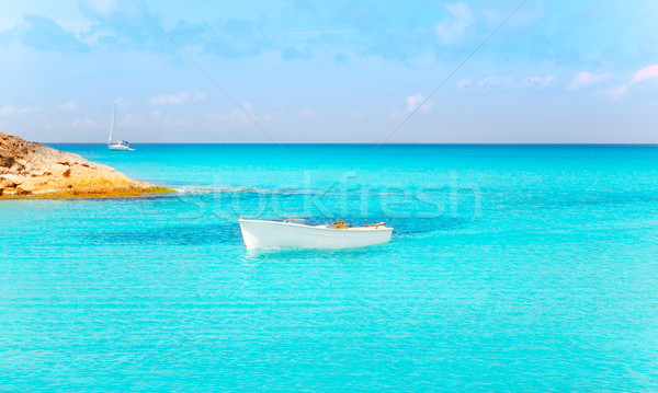 Es Calo de San Agusti with boat in Formentera Stock photo © lunamarina