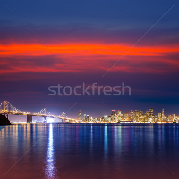 San Francisco sunset skyline California bay water reflection Stock photo © lunamarina