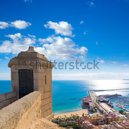 Alicante Postiguet beach view from Santa Barbara Castle Stock photo © lunamarina