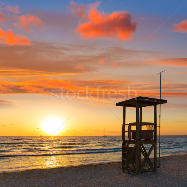 Zonsondergang strand majorca eilanden Spanje water Stockfoto © lunamarina