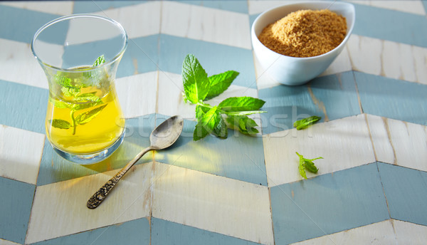 green tea with mint Moroccan style Stock photo © lunamarina