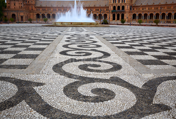 Spania piatră mozaic podea pătrat oraş Imagine de stoc © lunamarina