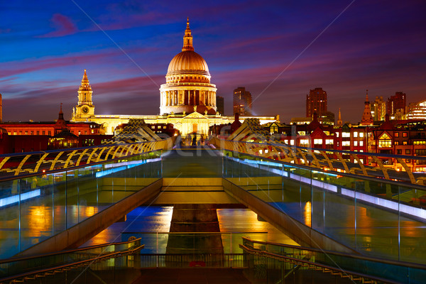 Foto stock: Londres · catedral · ponte · pôr · do · sol · viajar