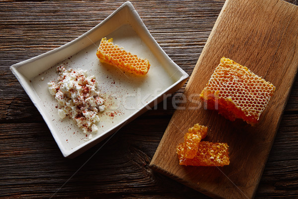 Stock fotó: Túró · méz · méhsejt · desszert · méh · minta