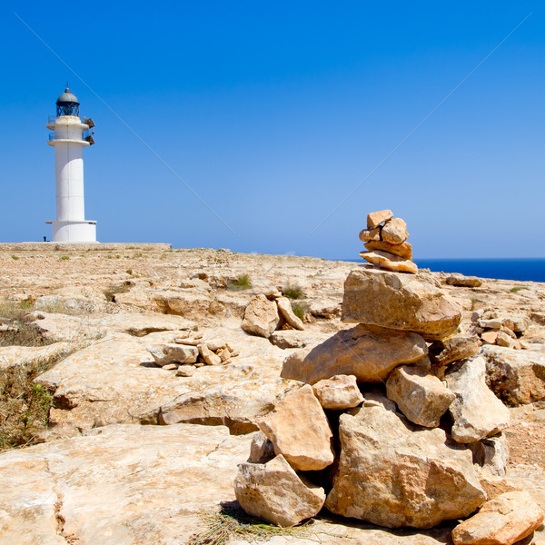 Barbaria formentera Lighthouse make a wish stones Stock photo © lunamarina