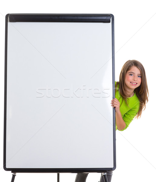 child happy girl with blank flip chart white copy space Stock photo © lunamarina