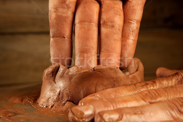 pottery craftmanship clay pottery hands work Stock photo © lunamarina