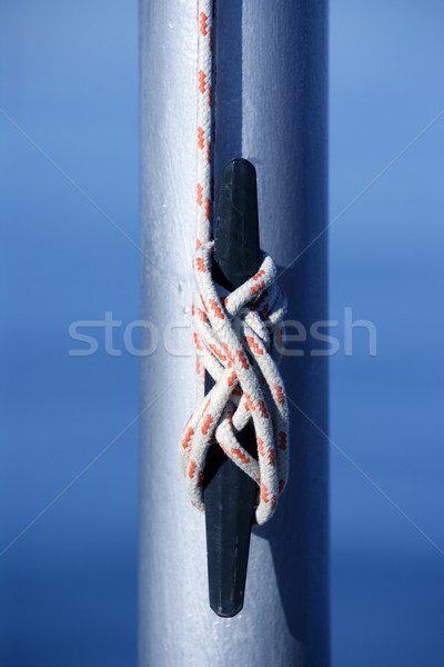 Marine rope, knot arround a steel pole Stock photo © lunamarina