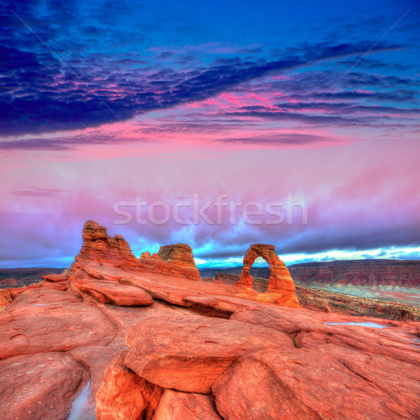 Park boog Utah USA zonsondergang foto Stockfoto © lunamarina