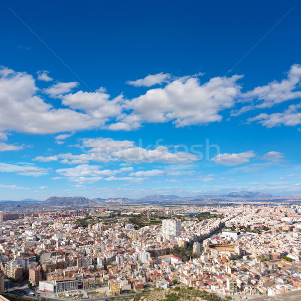 Alicante skyline aerial from Santa Barbara Castle Spain Stock photo © lunamarina