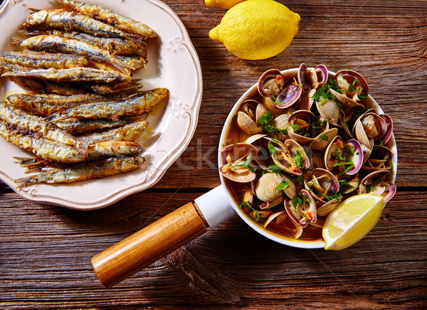 Spanish seafood tapas clams anchovies Stock photo © lunamarina