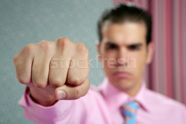 angry aggresive businessman with fist closeup Stock photo © lunamarina