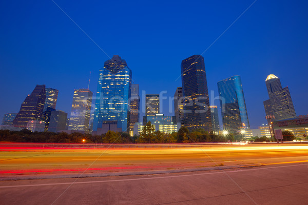 Houston downtown skyline at sunset dusk Texas Stock photo © lunamarina