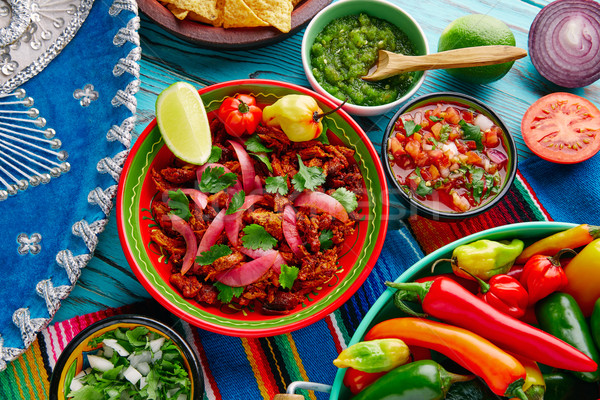 Cochinita Pibil Mexican food with red onion Stock photo © lunamarina