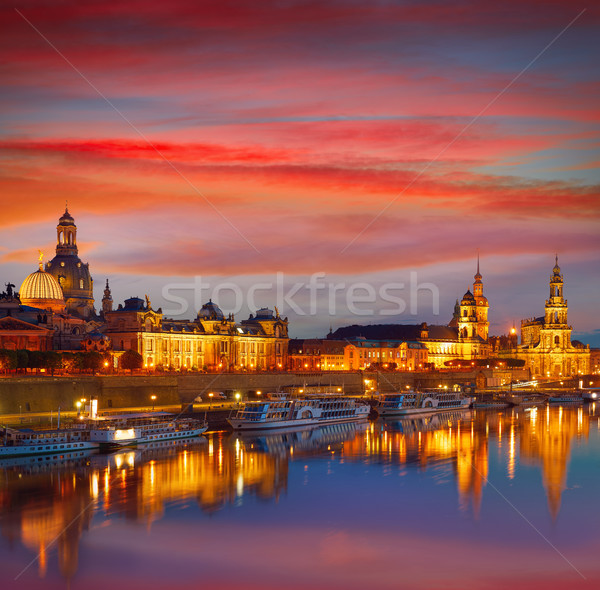 Stock photo: Dresden skyline and Elbe river in Saxony Germany