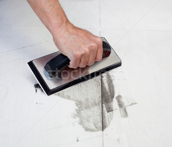 Foto stock: Cuadros · goma · hombre · mano · gris · cemento