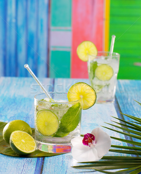 Kubańczyk mojito koktajl tropikalnych niebieski drewna Zdjęcia stock © lunamarina