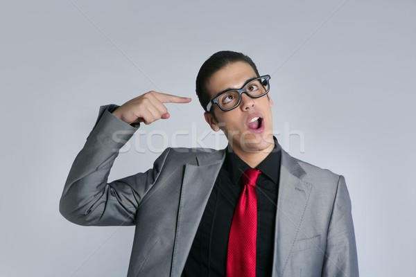 Businessman crazy with funny glasses and suit Stock photo © lunamarina